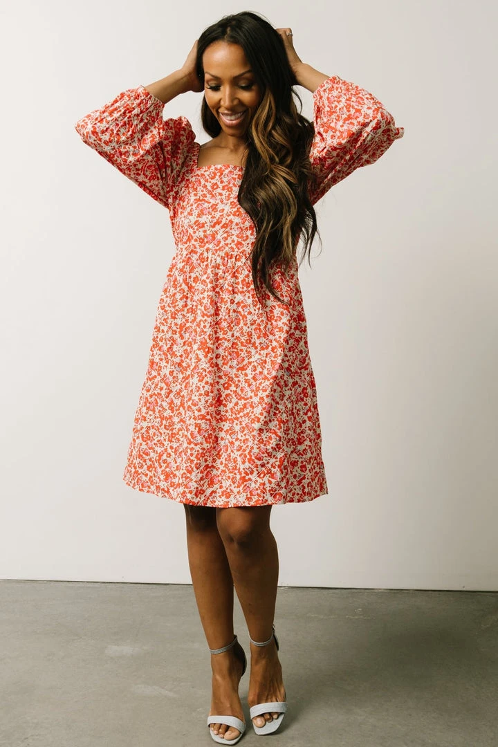 BS Clem Baby Doll Mini Dress | Orange Floral 3 BS Clem Baby Doll Mini Dress | Orange Floral