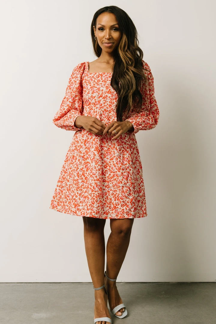 BS Clem Baby Doll Mini Dress | Orange Floral 1 BS Clem Baby Doll Mini Dress | Orange Floral