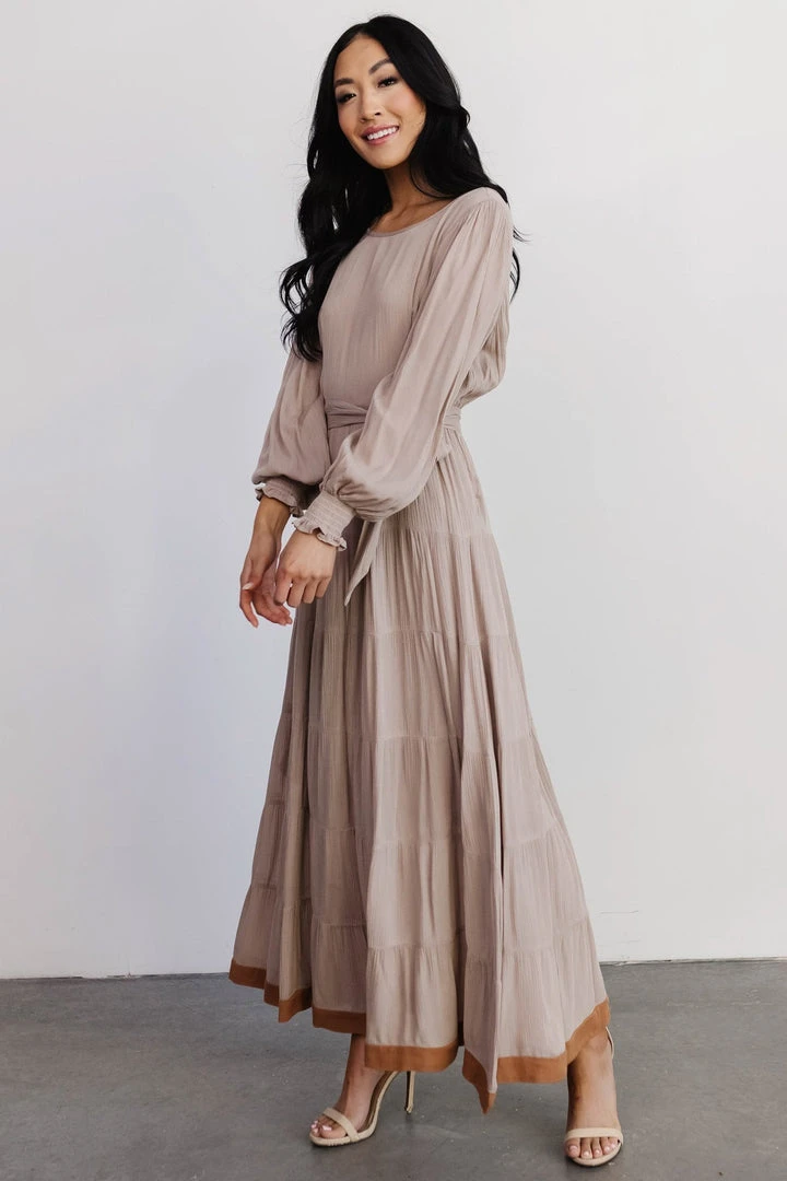 IL Dresses Colbie Tiered Maxi Dress | Taupe 10 IL Dresses Colbie Tiered Maxi Dress | Taupe