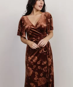 BB Custom Danielle Embossed Velvet Maxi Dress | Bronze