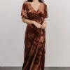 BB Custom Danielle Embossed Velvet Maxi Dress | Bronze