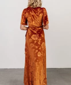 BB Custom Danielle Embossed Velvet Maxi Dress | Rust 7 BB Custom Danielle Embossed Velvet Maxi Dress | Rust