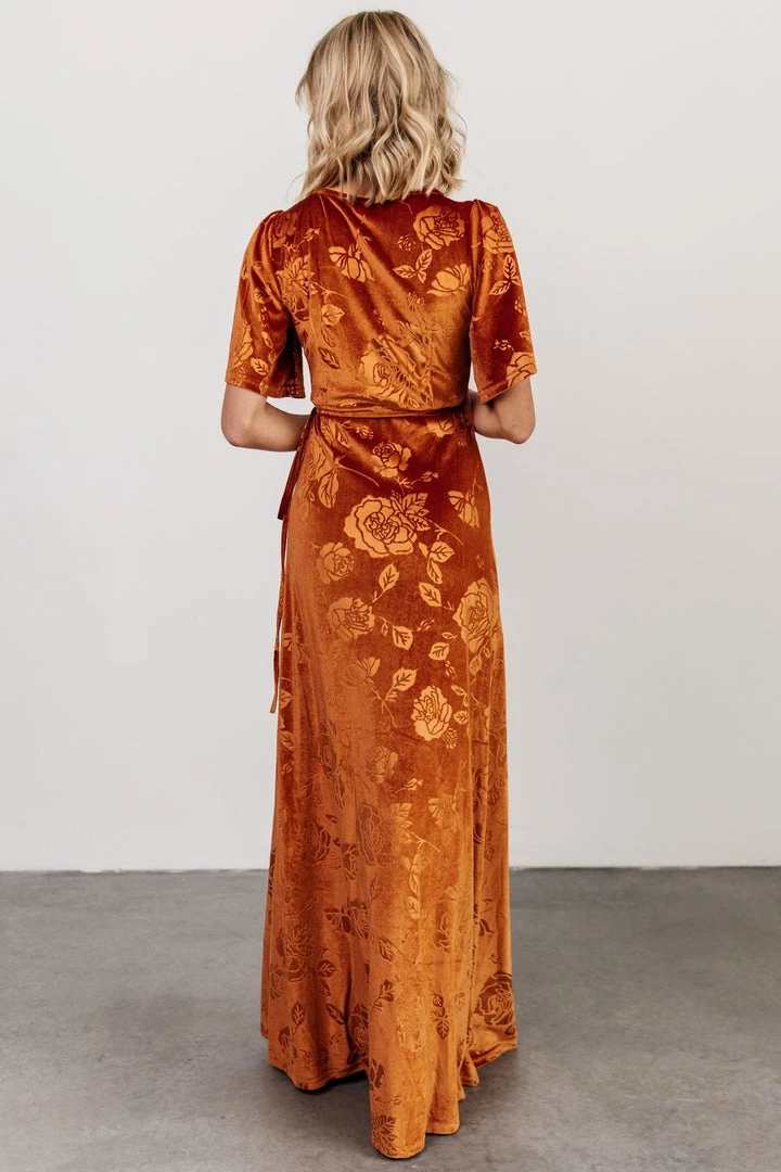 BB Custom Danielle Embossed Velvet Maxi Dress | Rust 4 BB Custom Danielle Embossed Velvet Maxi Dress | Rust