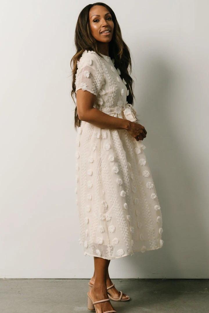 POL Darbi Floral Dot Midi Dress | Cream Dresses 5 POL Darbi Floral Dot Midi Dress | Cream Dresses