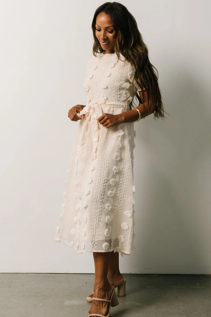 POL Darbi Floral Dot Midi Dress | Cream Dresses 6 POL Darbi Floral Dot Midi Dress | Cream Dresses