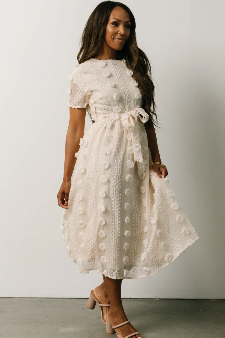 POL Darbi Floral Dot Midi Dress | Cream Dresses 2 POL Darbi Floral Dot Midi Dress | Cream Dresses