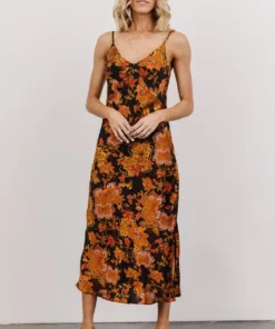 DF Deja Tank Midi Dress | Black + Gold Multi Print