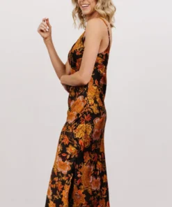 DF Deja Tank Midi Dress | Black + Gold Multi Print