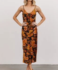 DF Deja Tank Midi Dress | Black + Gold Multi Print