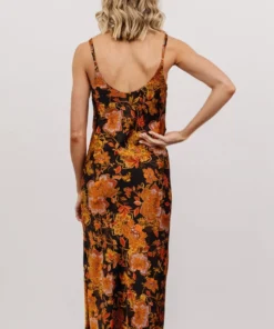 DF Deja Tank Midi Dress | Black + Gold Multi Print