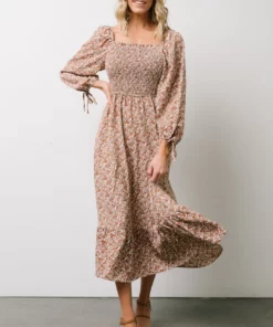 HAY Dell Smocked Midi Dress | Rust + Gray Floral Dresses 13 HAY Dell Smocked Midi Dress | Rust + Gray Floral Dresses