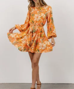 FT Dresses Della Mini Dress | Orange Floral
