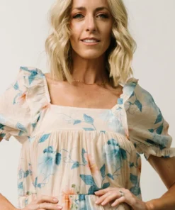 HAY Dora Baby Doll Midi Dress | Light Peach Floral 9 HAY Dora Baby Doll Midi Dress | Light Peach Floral