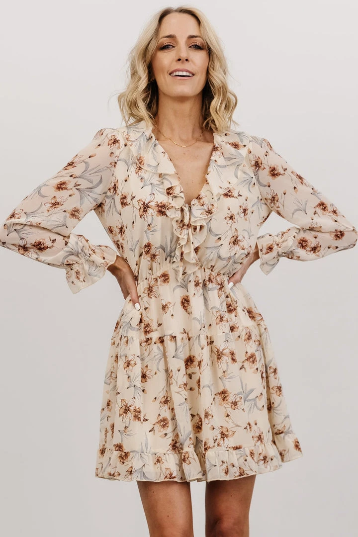 AK Doris Mini Dress | Cream Floral 1 AK Doris Mini Dress | Cream Floral