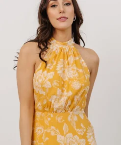 FT Dory Halter Midi Dress | Yellow Floral 10 FT Dory Halter Midi Dress | Yellow Floral