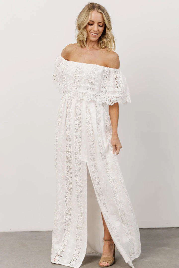 Soi Dove Lace Off Shoulder Maxi Dress | White Dresses 1 Soi Dove Lace Off Shoulder Maxi Dress | White Dresses