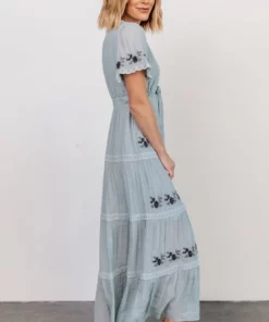 POL Dublin Embroidered Maxi Dress | Blue