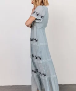 POL Dublin Embroidered Maxi Dress | Blue