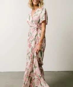 AK Eartha Open Back Wrap Dress | Orchid Floral Dresses