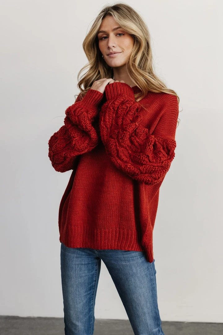 HAY Tops Edna Knit Sweater | Rust 1 HAY Tops Edna Knit Sweater | Rust