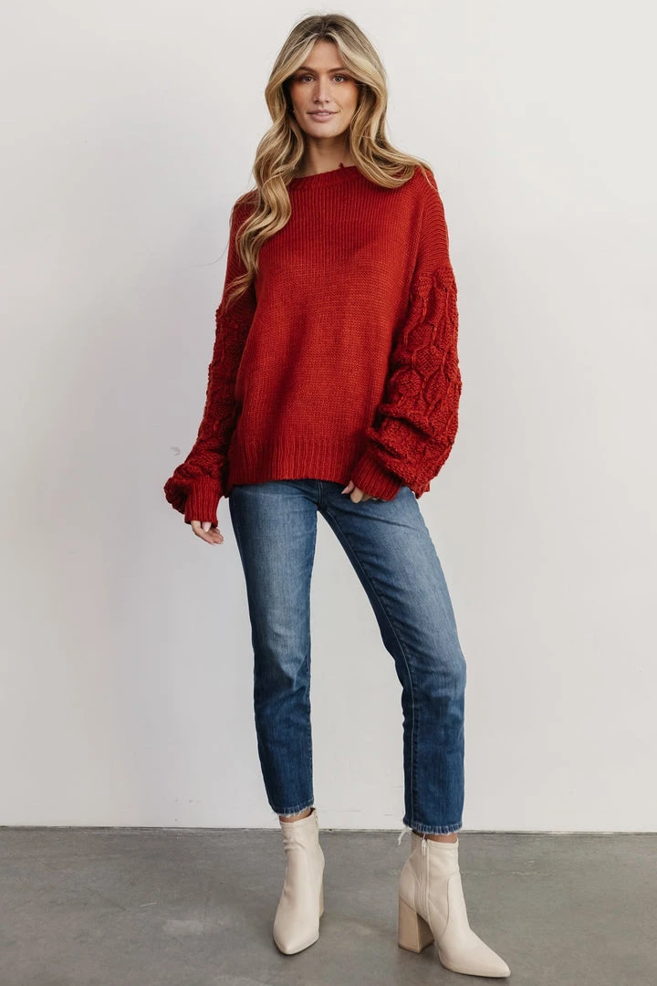 HAY Tops Edna Knit Sweater | Rust 2 HAY Tops Edna Knit Sweater | Rust