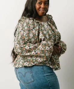 HAY Eileen Long Sleeve Peasant Top | Multi Floral