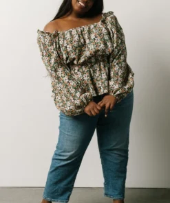 HAY Eileen Long Sleeve Peasant Top | Multi Floral