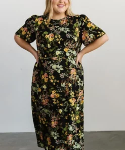 SL Eleanor Midi Dress | Black Floral Dresses