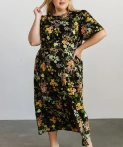 SL Eleanor Midi Dress | Black Floral Dresses