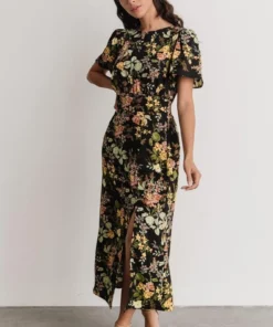 SL Eleanor Midi Dress | Black Floral Dresses
