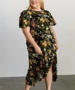 SL Eleanor Midi Dress | Black Floral Dresses