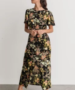 SL Eleanor Midi Dress | Black Floral Dresses