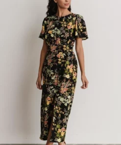 SL Eleanor Midi Dress | Black Floral Dresses