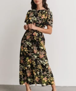 SL Eleanor Midi Dress | Black Floral Dresses