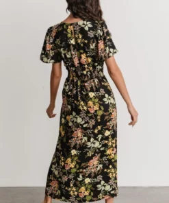 SL Eleanor Midi Dress | Black Floral Dresses