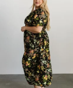 SL Eleanor Midi Dress | Black Floral Dresses