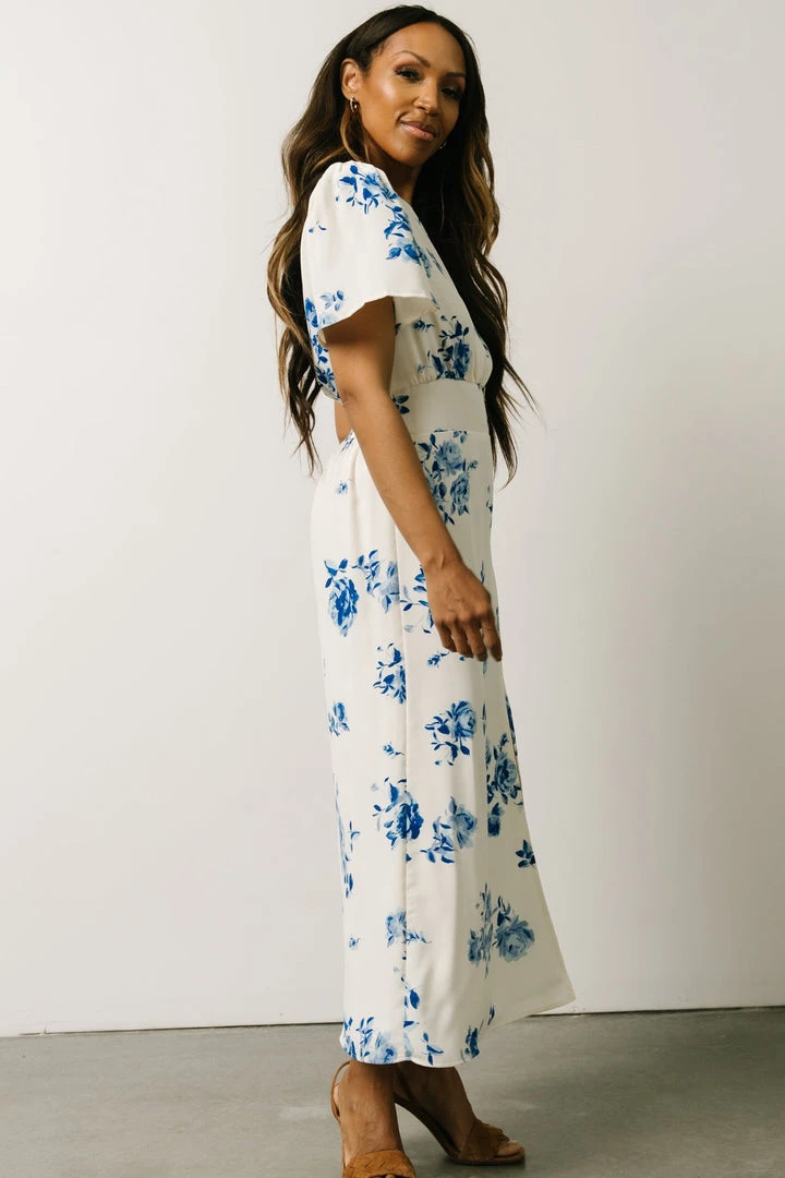 SL Eleanor Midi Dress | Cream + Blue Floral 4 SL Eleanor Midi Dress | Cream + Blue Floral