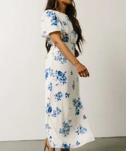 SL Eleanor Midi Dress | Cream + Blue Floral 10 SL Eleanor Midi Dress | Cream + Blue Floral