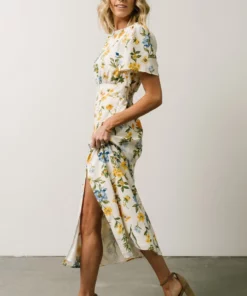 SL Eleanor Midi Dress | Yellow + Blue Floral