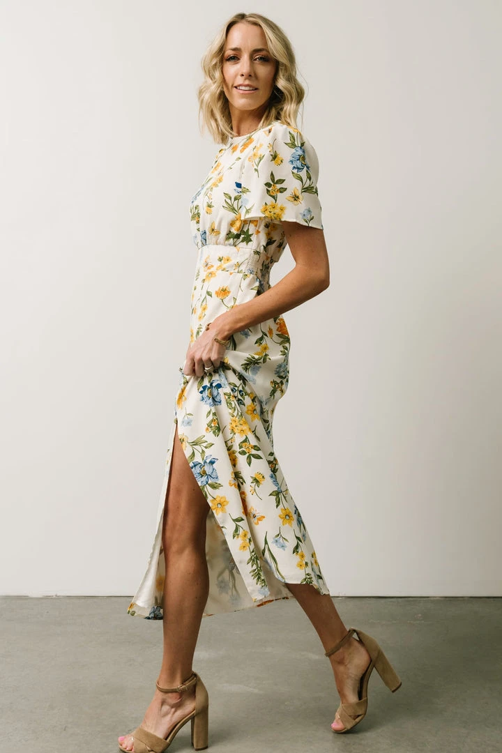 SL Eleanor Midi Dress | Yellow + Blue Floral 2 SL Eleanor Midi Dress | Yellow + Blue Floral