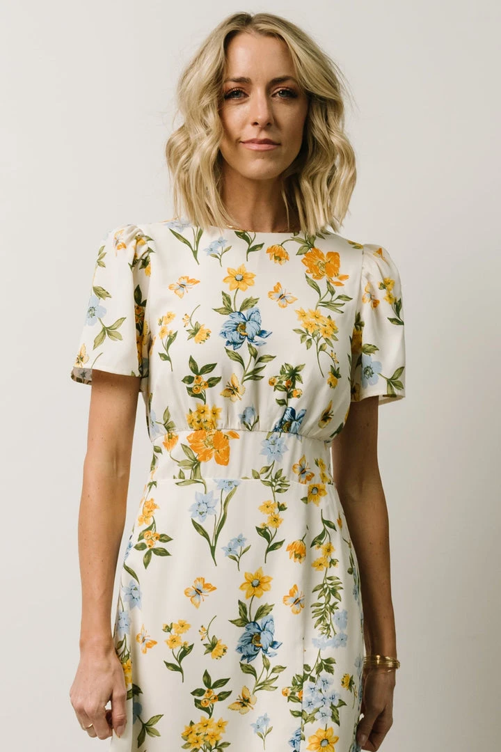 SL Eleanor Midi Dress | Yellow + Blue Floral 3 SL Eleanor Midi Dress | Yellow + Blue Floral