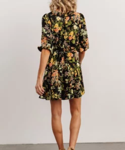SL Dresses Elena Mini Dress | Black Multi Floral