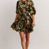 SL Dresses Elena Mini Dress | Black Multi Floral
