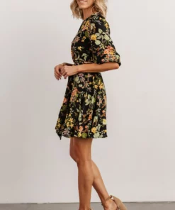 SL Dresses Elena Mini Dress | Black Multi Floral