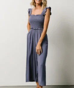 Ellen Wide Leg Jumpsuit | Slate Blue