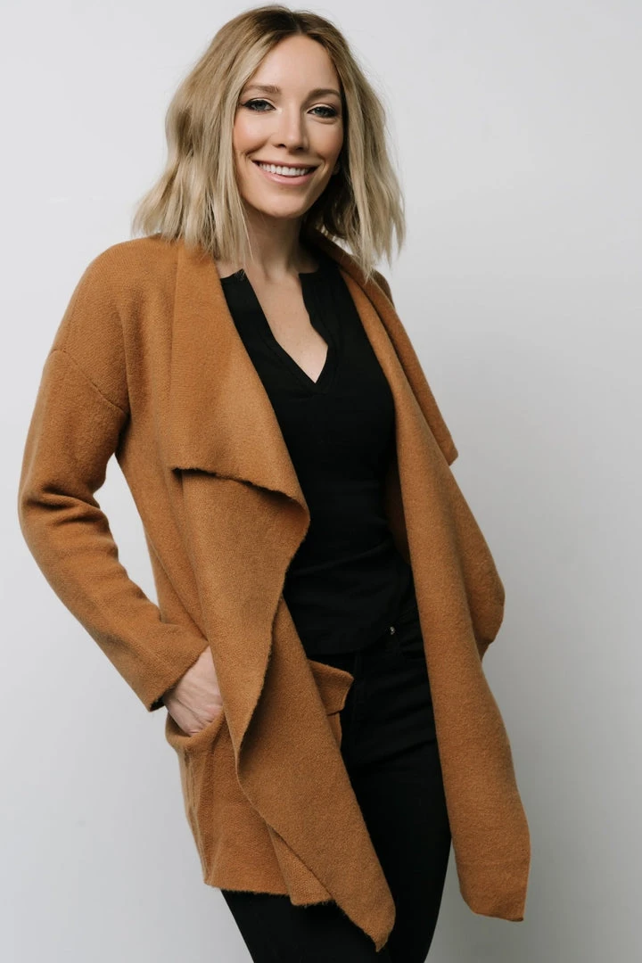 IL Ellison Lapel Cardigan | Camel Tops 5 IL Ellison Lapel Cardigan | Camel Tops