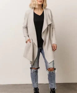 IL Ellison Lapel Cardigan | Light Gray Tops