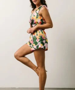 SL Emilia One Shoulder Crop Top | Pink + Green Floral Tops 11 SL Emilia One Shoulder Crop Top | Pink + Green Floral Tops