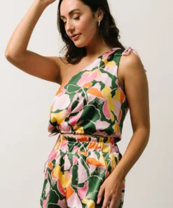 SL Vacation Emilia Paper Bag Shorts | Pink + Green Floral