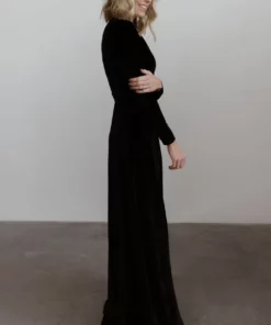 BB Custom Esmerelda Velvet Wrap Maxi Dress | Black Dresses